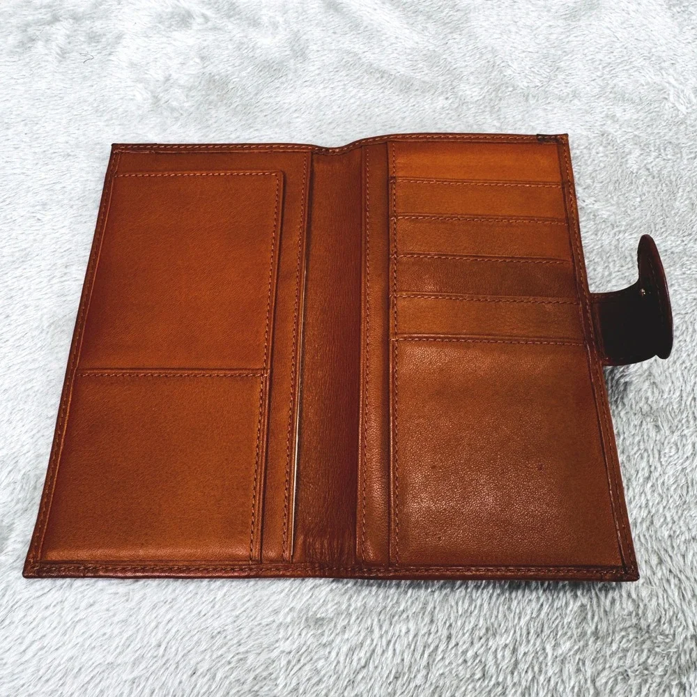 Vintage Orvis Leather Canvas Wallet Organizer Passport Checkbook Holder Green